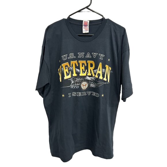 U.S. Navy Veteran I Served T-Shirt XL Bayside Made In USA Cotton Black - Picture 1 of 8
